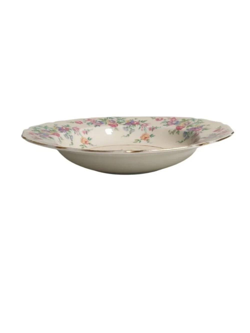 Thomas Ivory Bavaria Mayfair Floral Rimmed Soup Bowl Vintage Porcelain Gold Trim